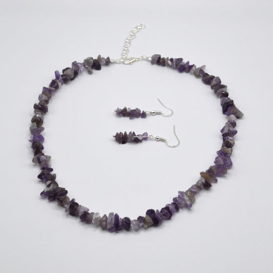 Amethyst Chips Necklace and Earring Set