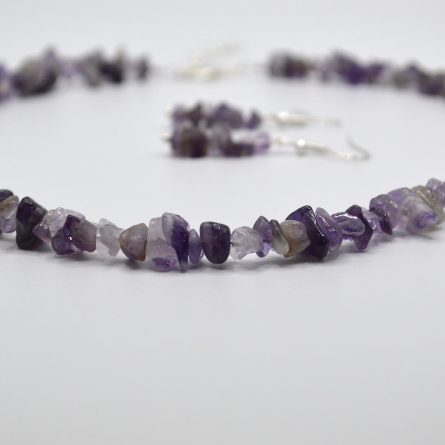 Amethyst Chips Necklace and Earring Set
