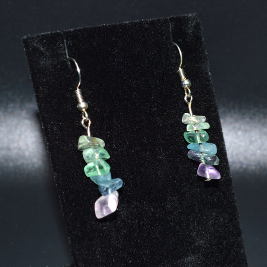 Rainbow Fluorite Chip Earrings