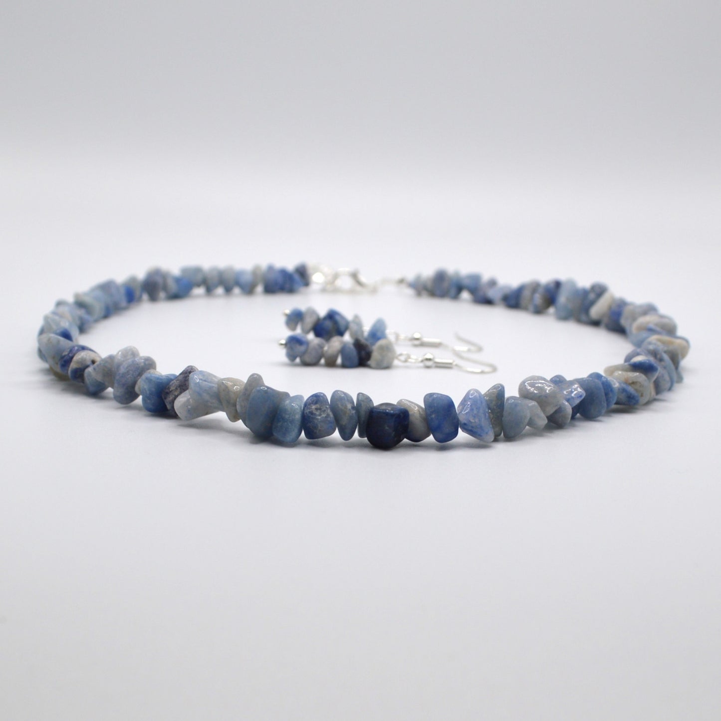 Denim Blue Stone Chips Necklace and Earring Set