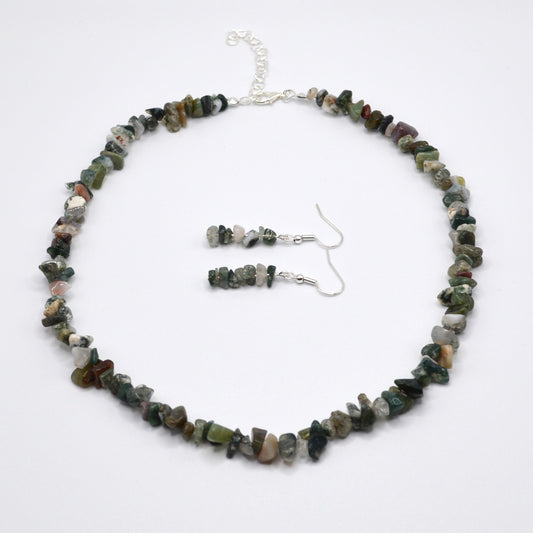 Fancy Jasper Chips Necklace and Earring Set