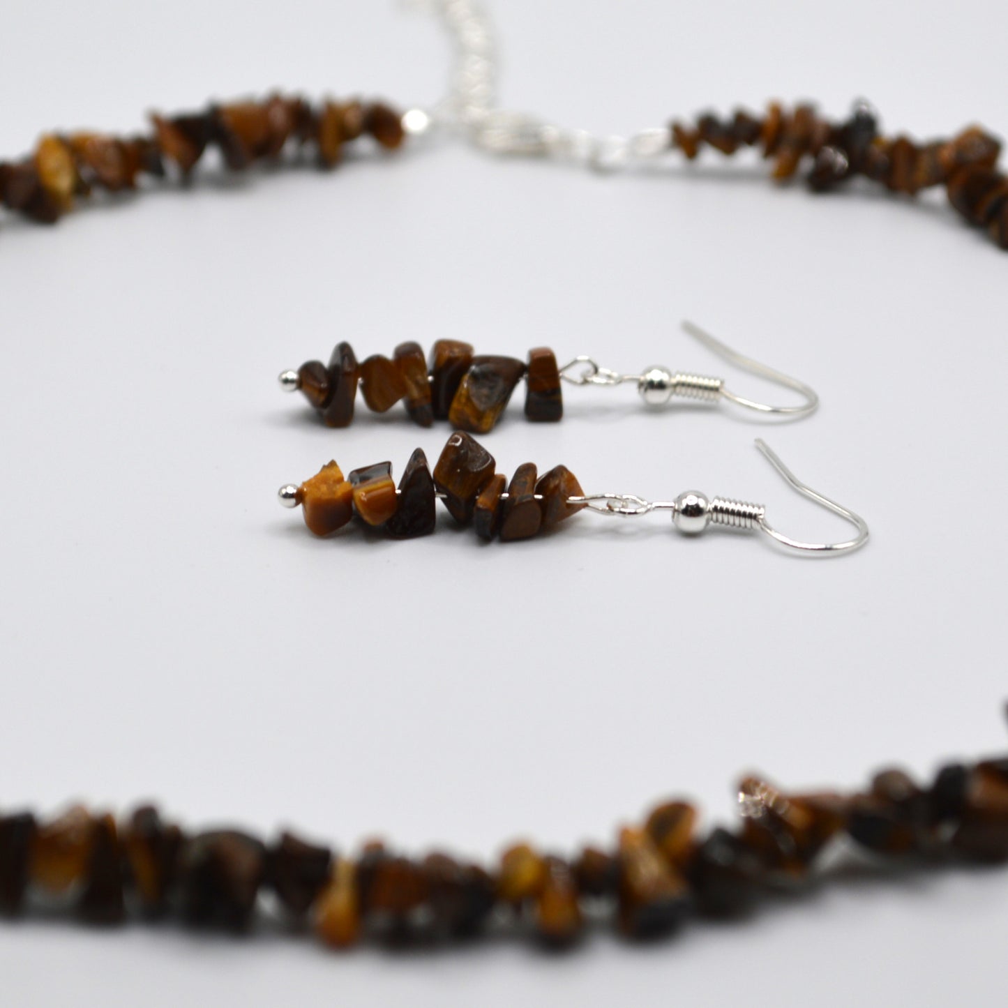 Tigereye Chips Necklace and Earring Set