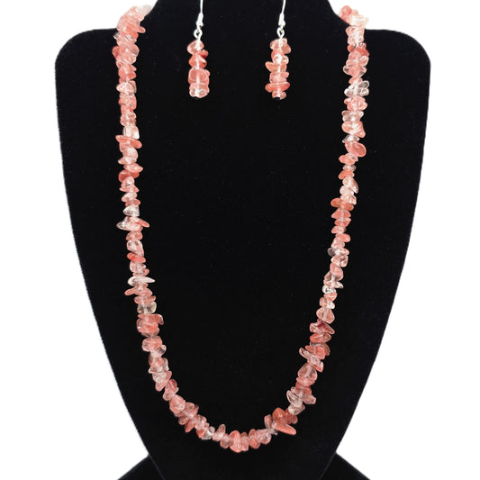 Cherry Blossom Chip Necklace and Earring Set