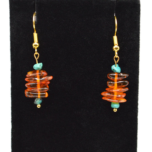 Baltic Amber and Turquoise Earrings