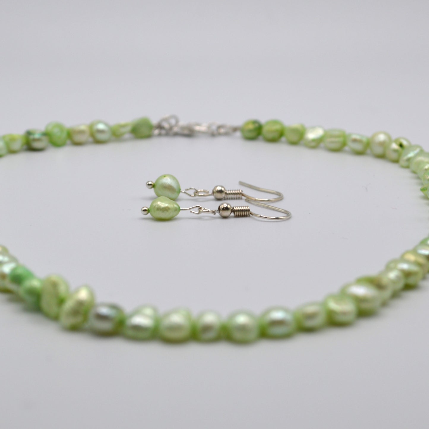 Aloe Green Freshwater Cultured Pearl Necklace and Earring Set
