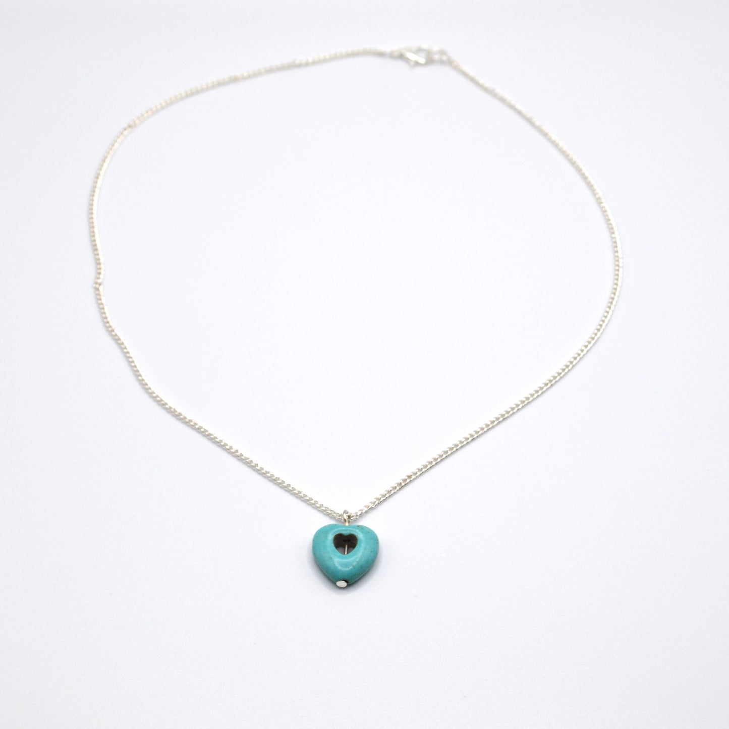 Resin Heart Pendant Necklace (Turquoise)