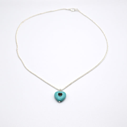 Resin Heart Pendant Necklace (Turquoise)