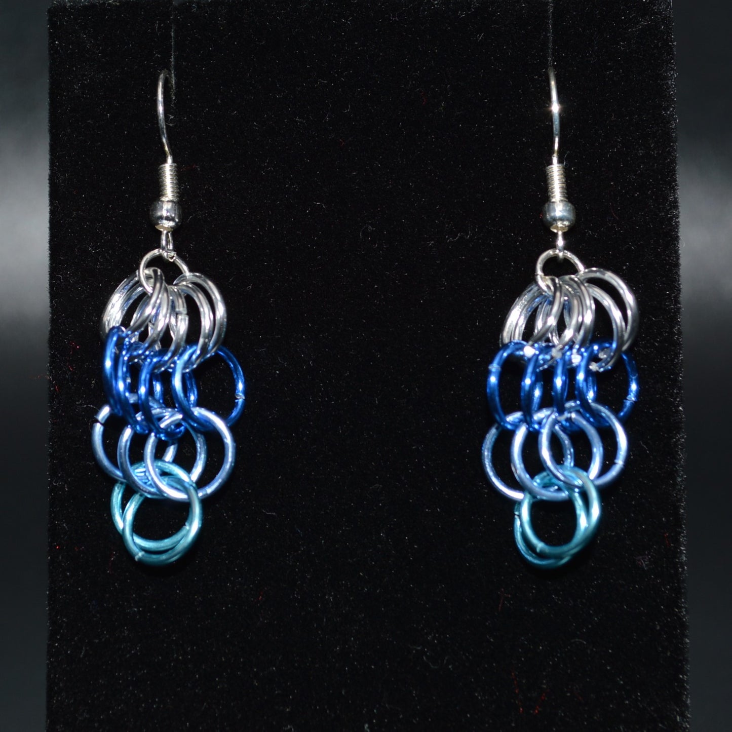 Blue and Silver Chainmail Earrings