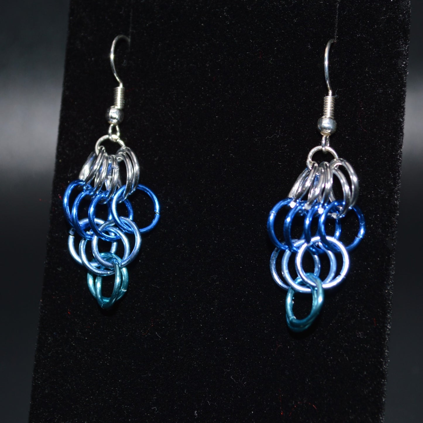 Blue and Silver Chainmail Earrings