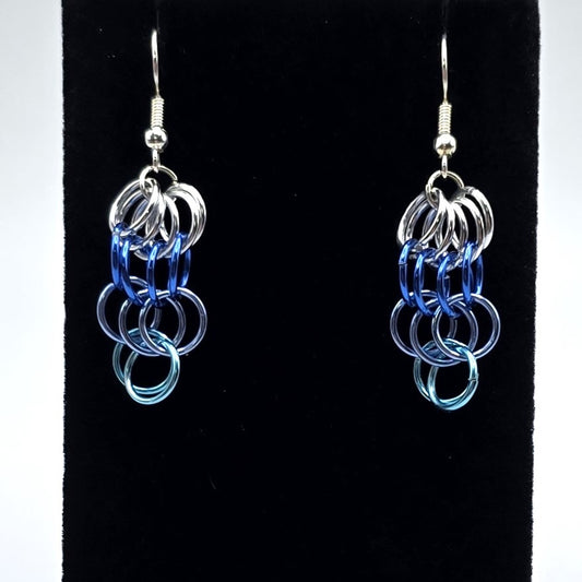 Blue and Silver Chainmail Earrings