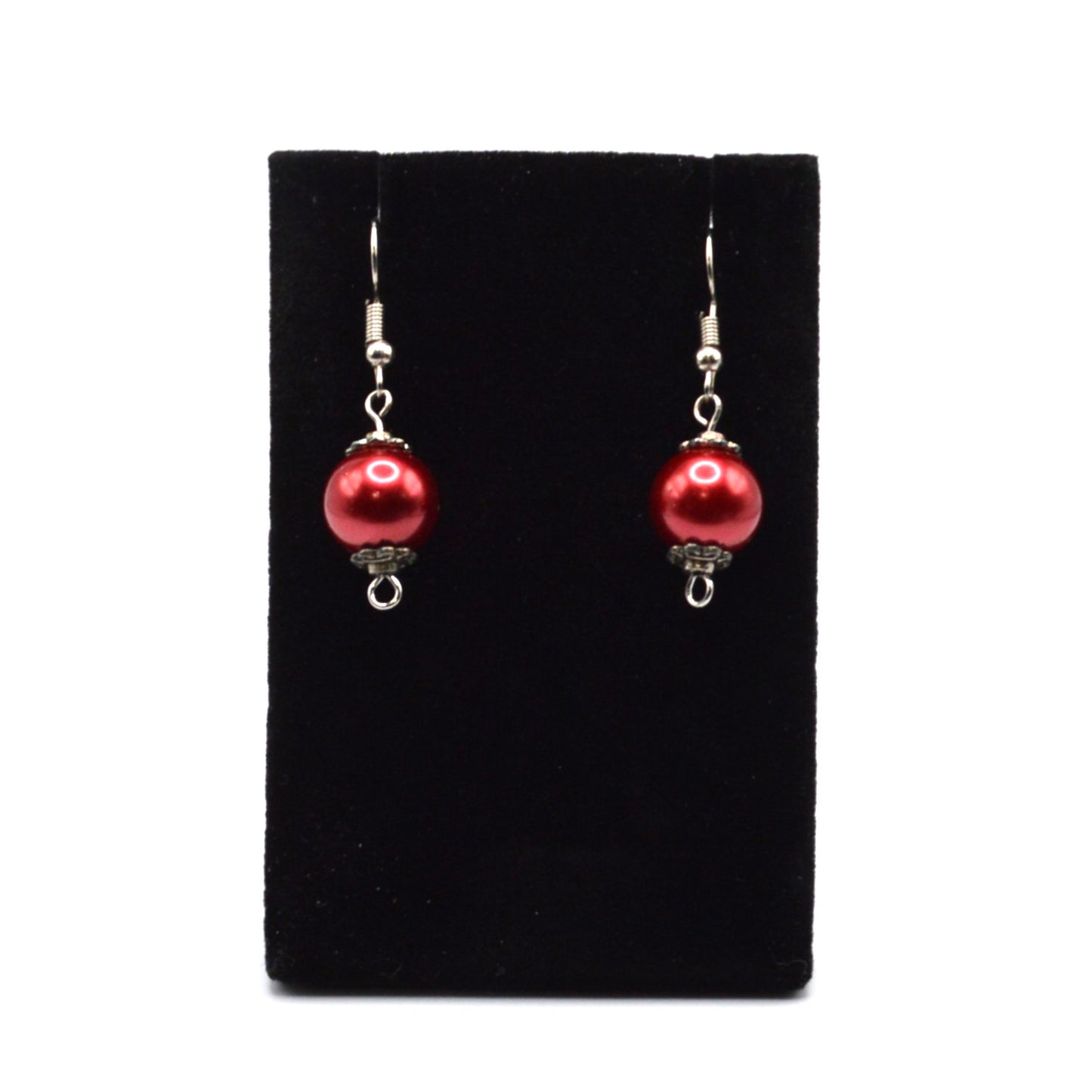 Maroon Glass Beaded Necklace and Earring Set