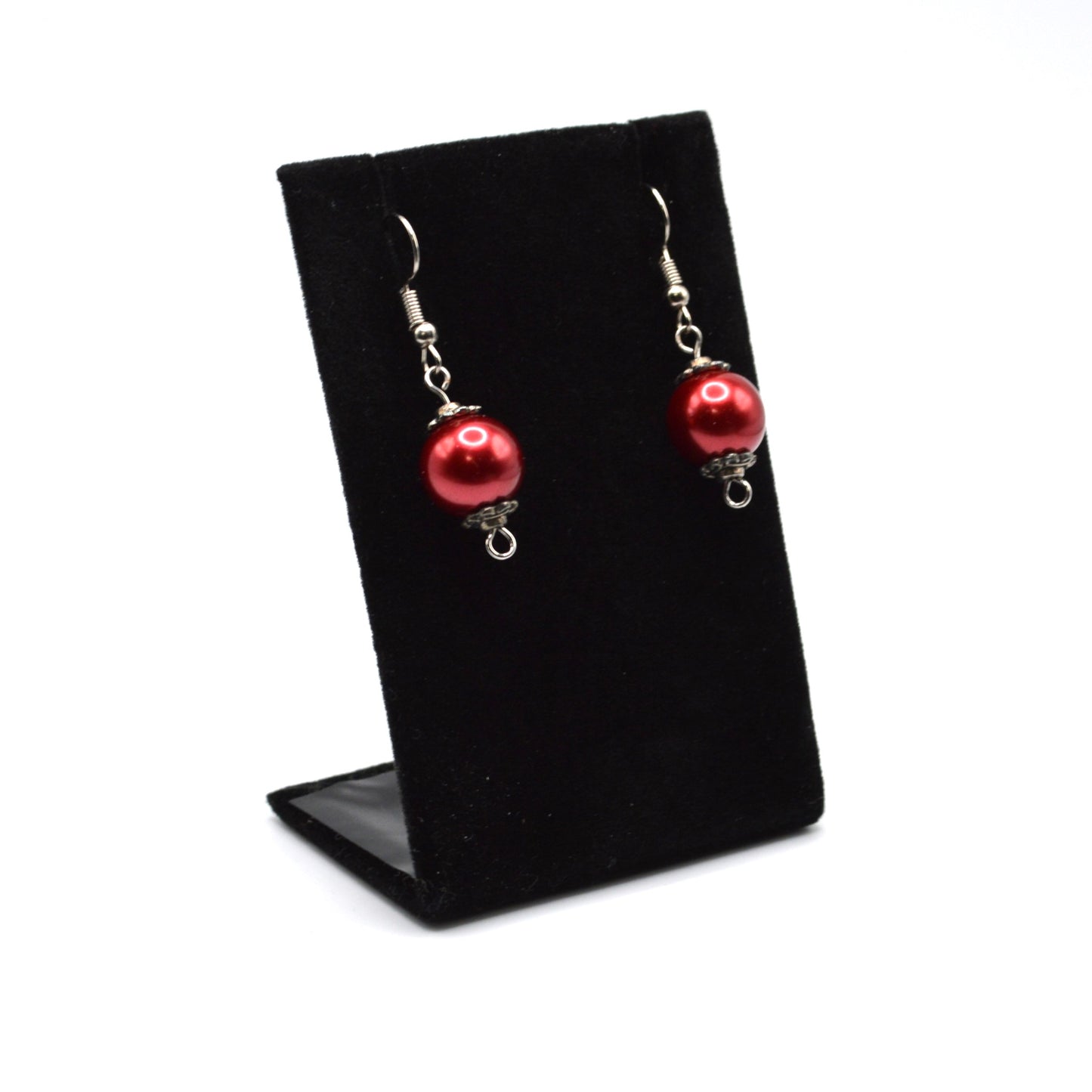 Maroon Glass Beaded Necklace and Earring Set