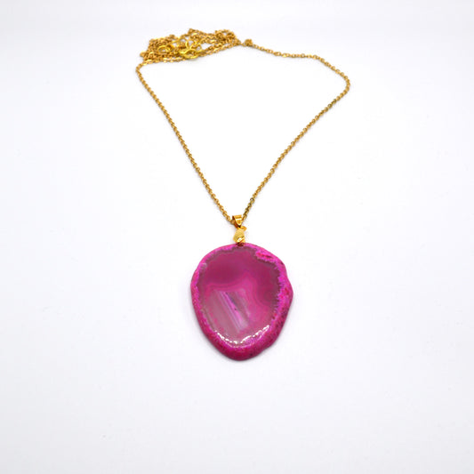 Fuchsia Agate Pendant Necklace