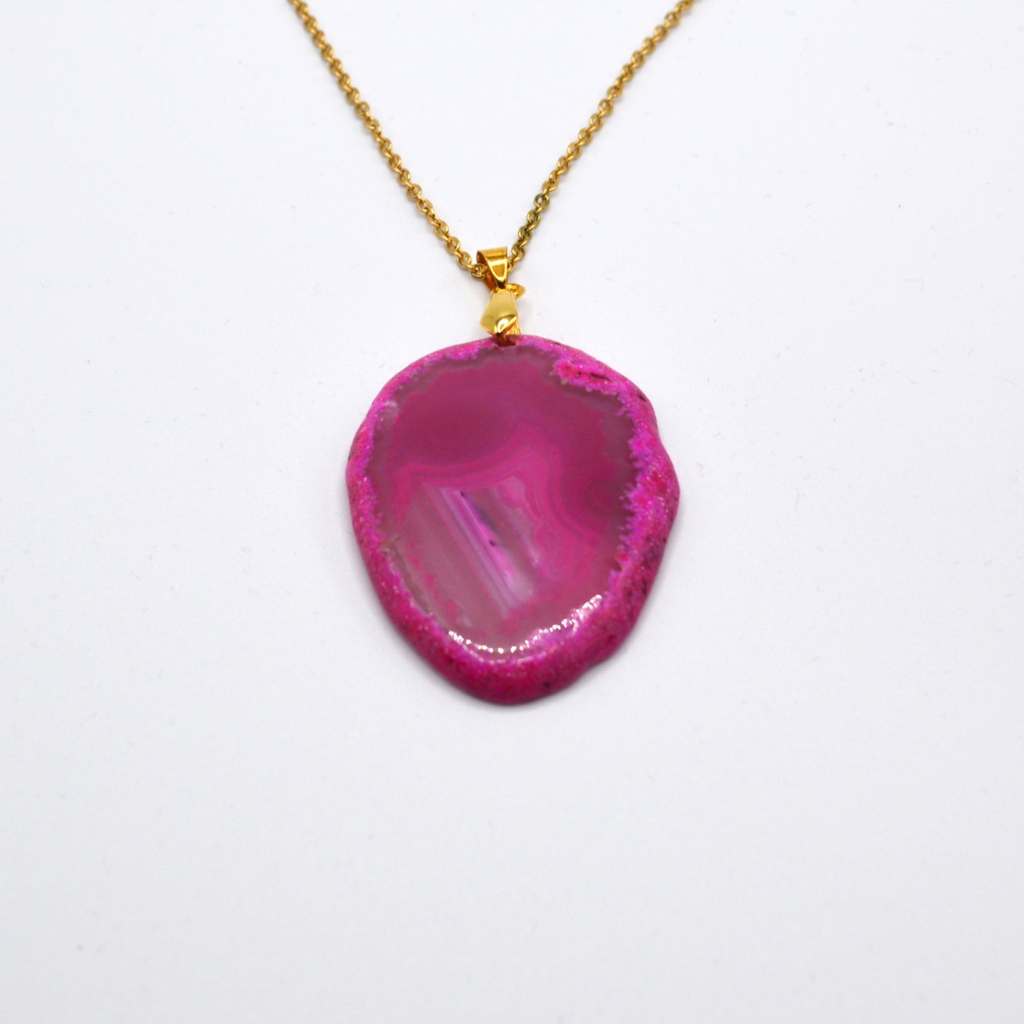Fuchsia Agate Pendant Necklace