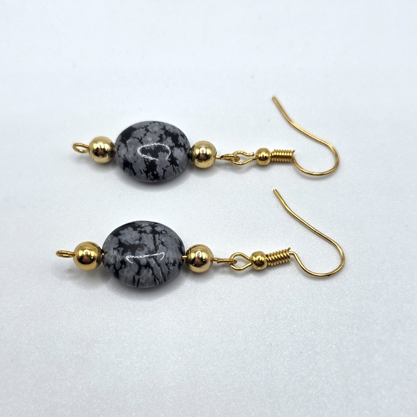 Snowflake Obsidian Beaded Necklace and Earring Set