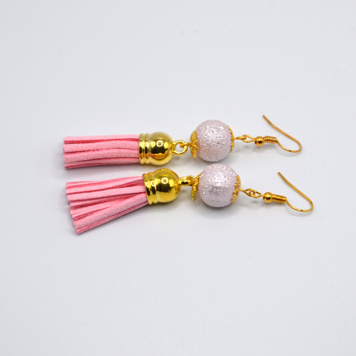 Lilac Textured Glass Beaded Necklace and Earring Set