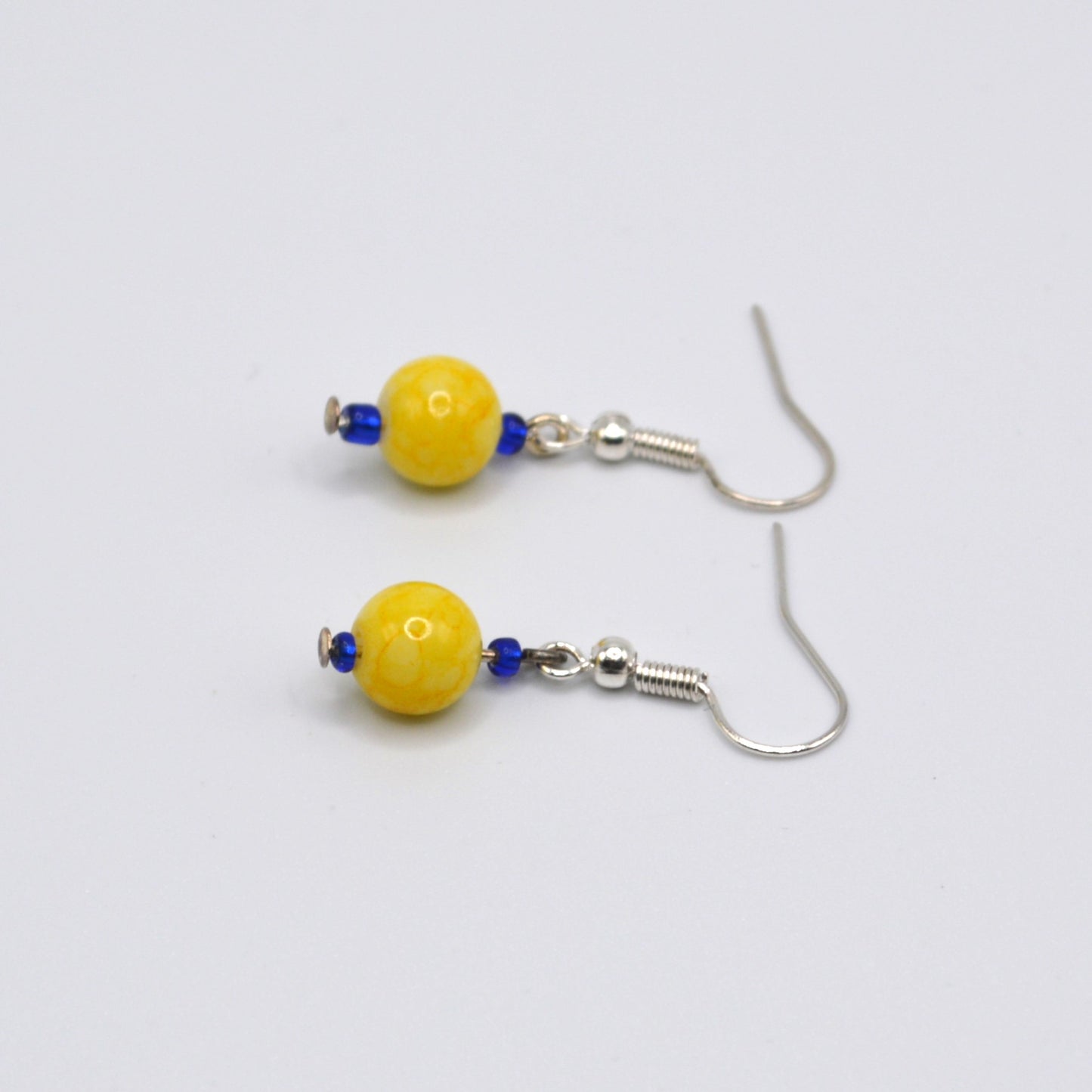 Yellow and Blue Glass Earrings (Short)
