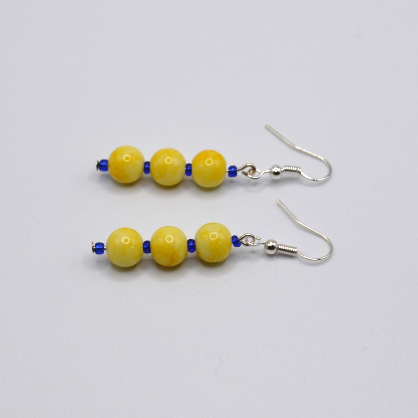 Yellow and Blue Glass Earrings (Long)