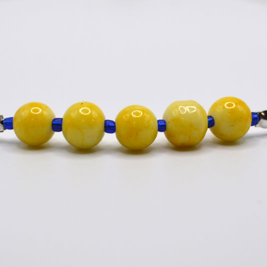Yellow and Blue Glass Necklace