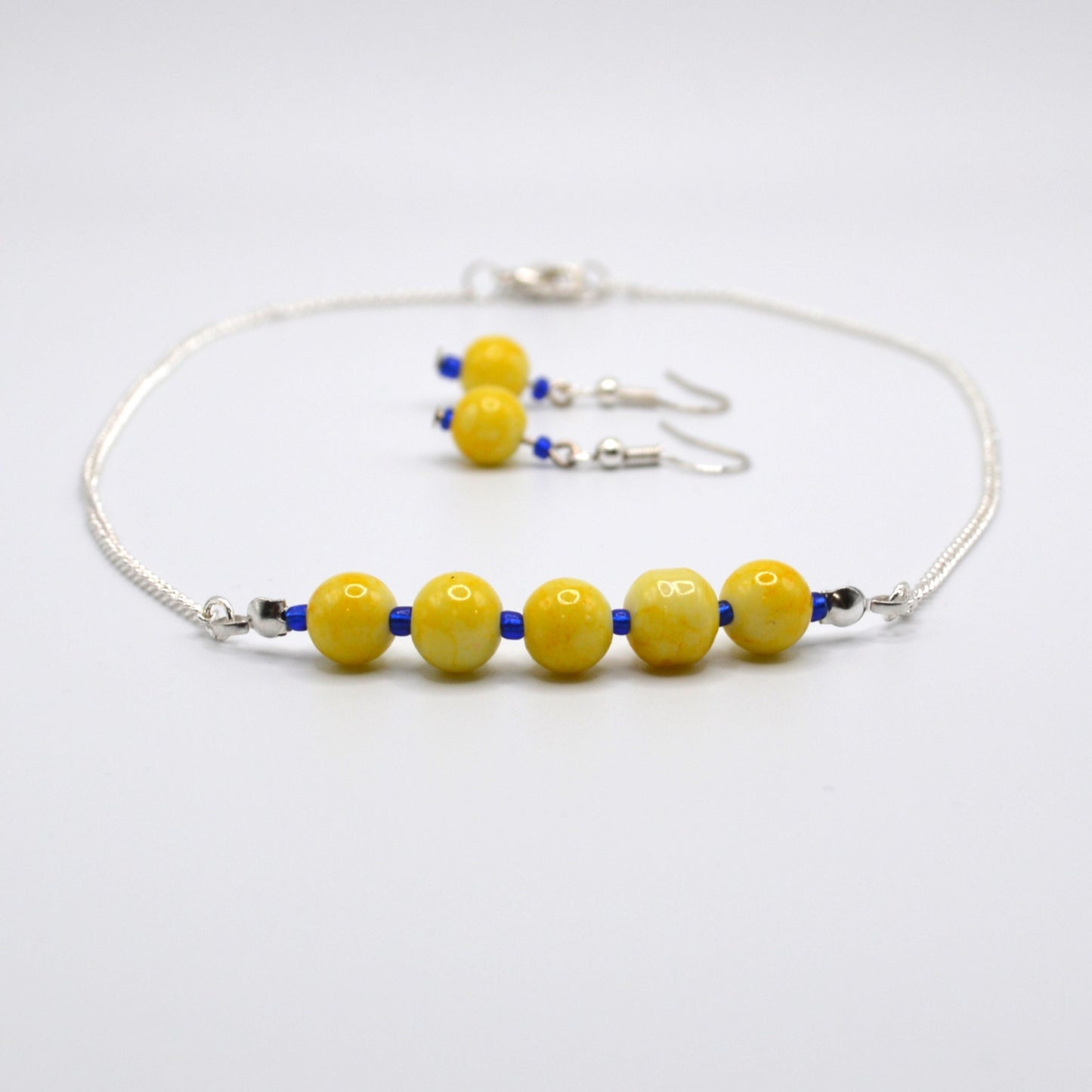 Yellow and Blue Glass Necklace
