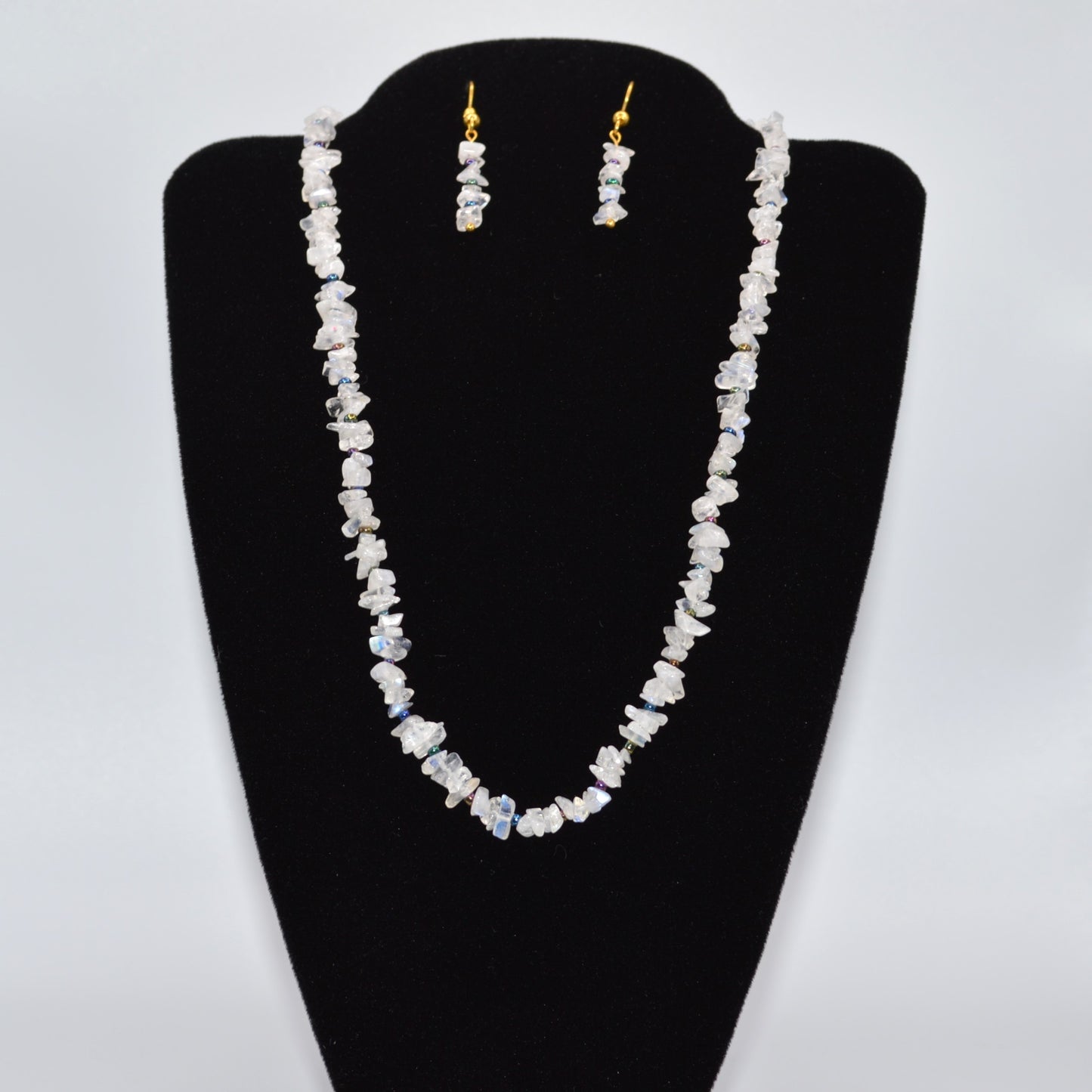 Rainbow Moonstone Necklace and Earring Set
