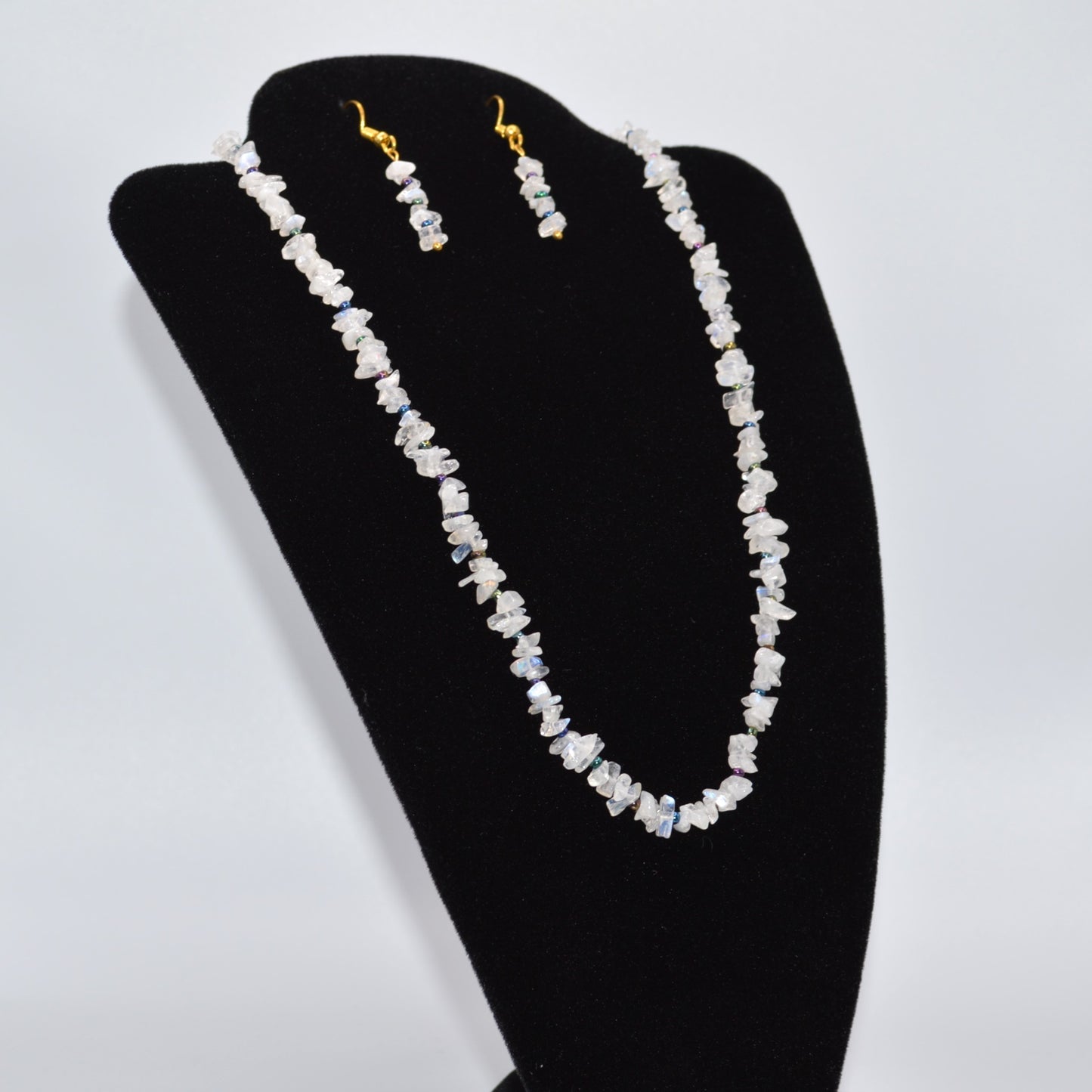 Rainbow Moonstone Necklace and Earring Set