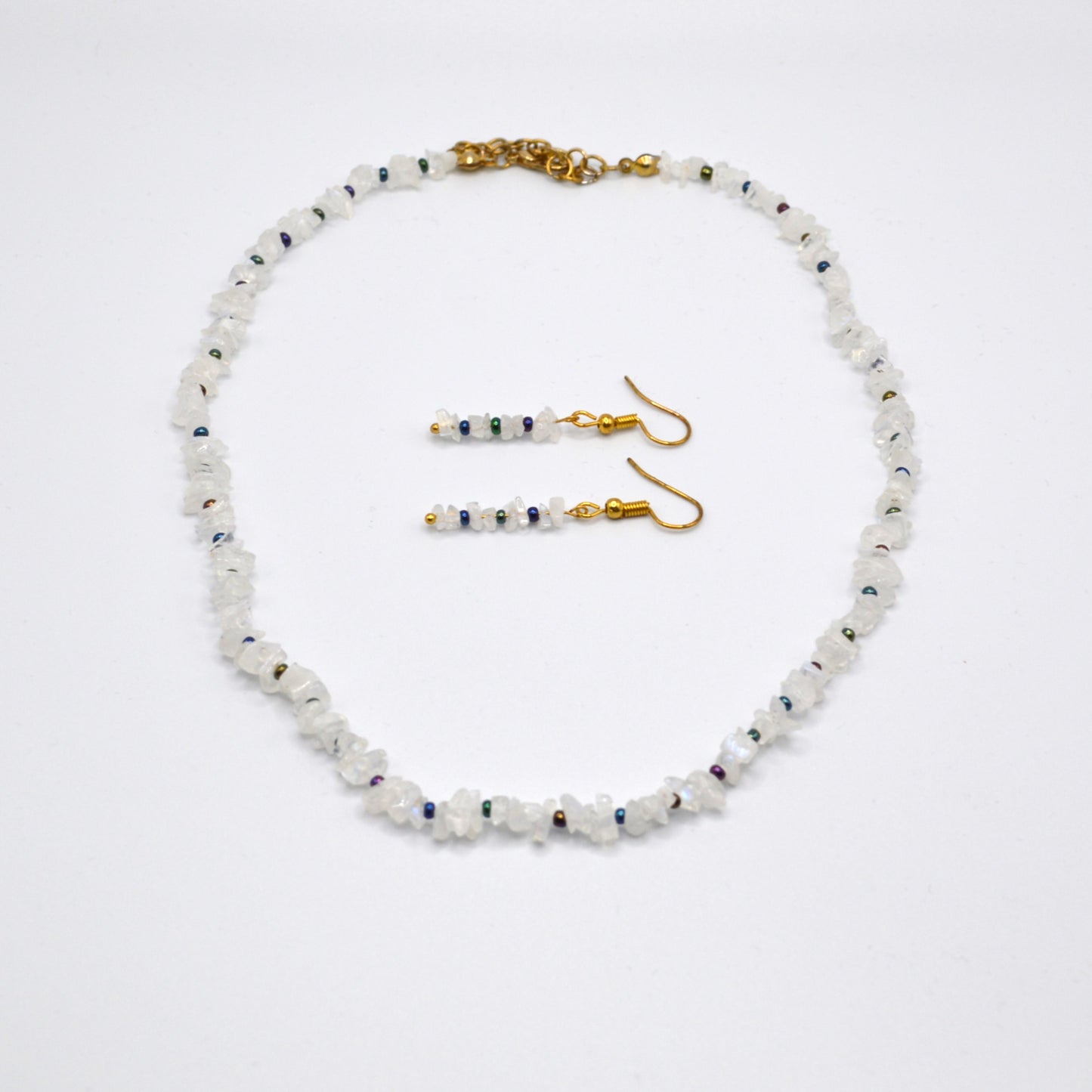 Rainbow Moonstone Necklace and Earring Set