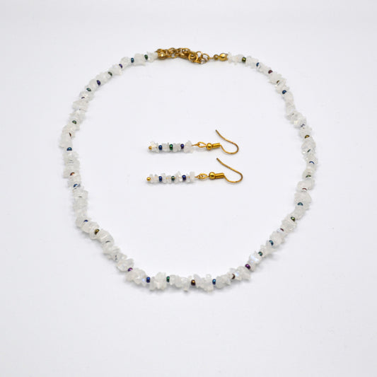 Rainbow Moonstone Necklace and Earring Set