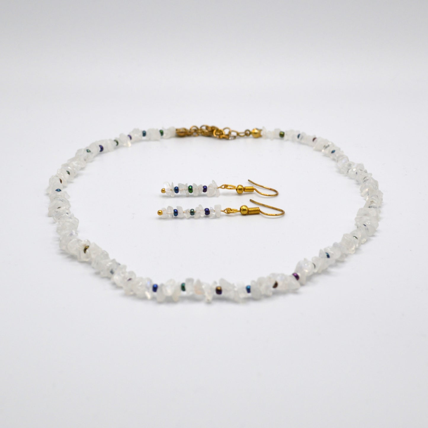 Rainbow Moonstone Necklace and Earring Set