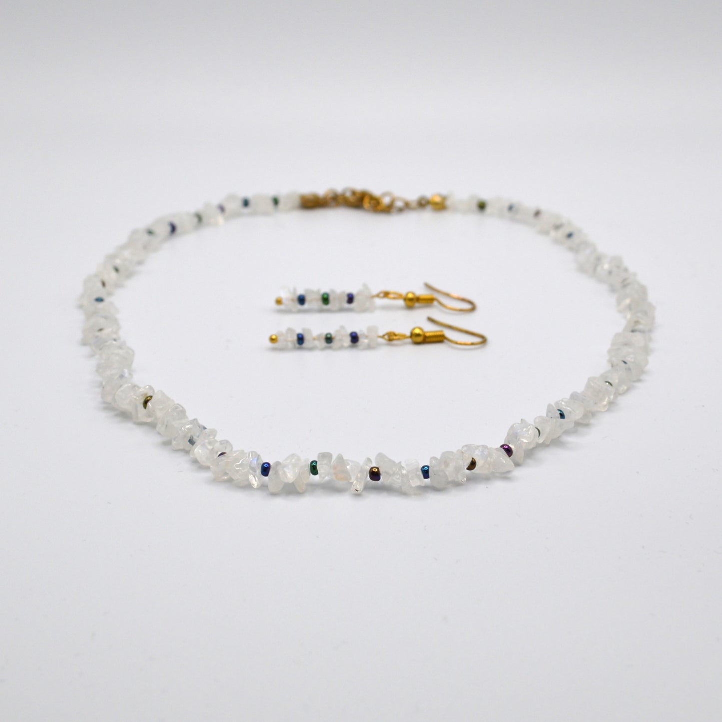 Rainbow Moonstone Necklace and Earring Set