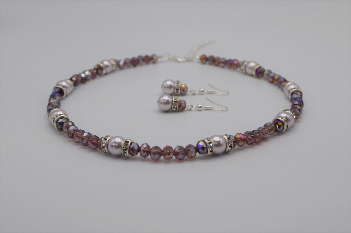 Amethyst Crystals and Lavender Pearl Necklace