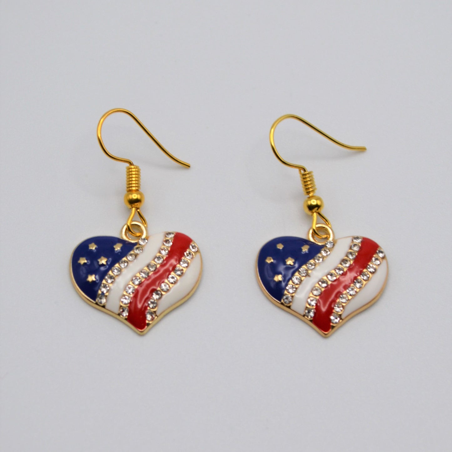 Enamel Heart Flag Earrings and Necklace Set