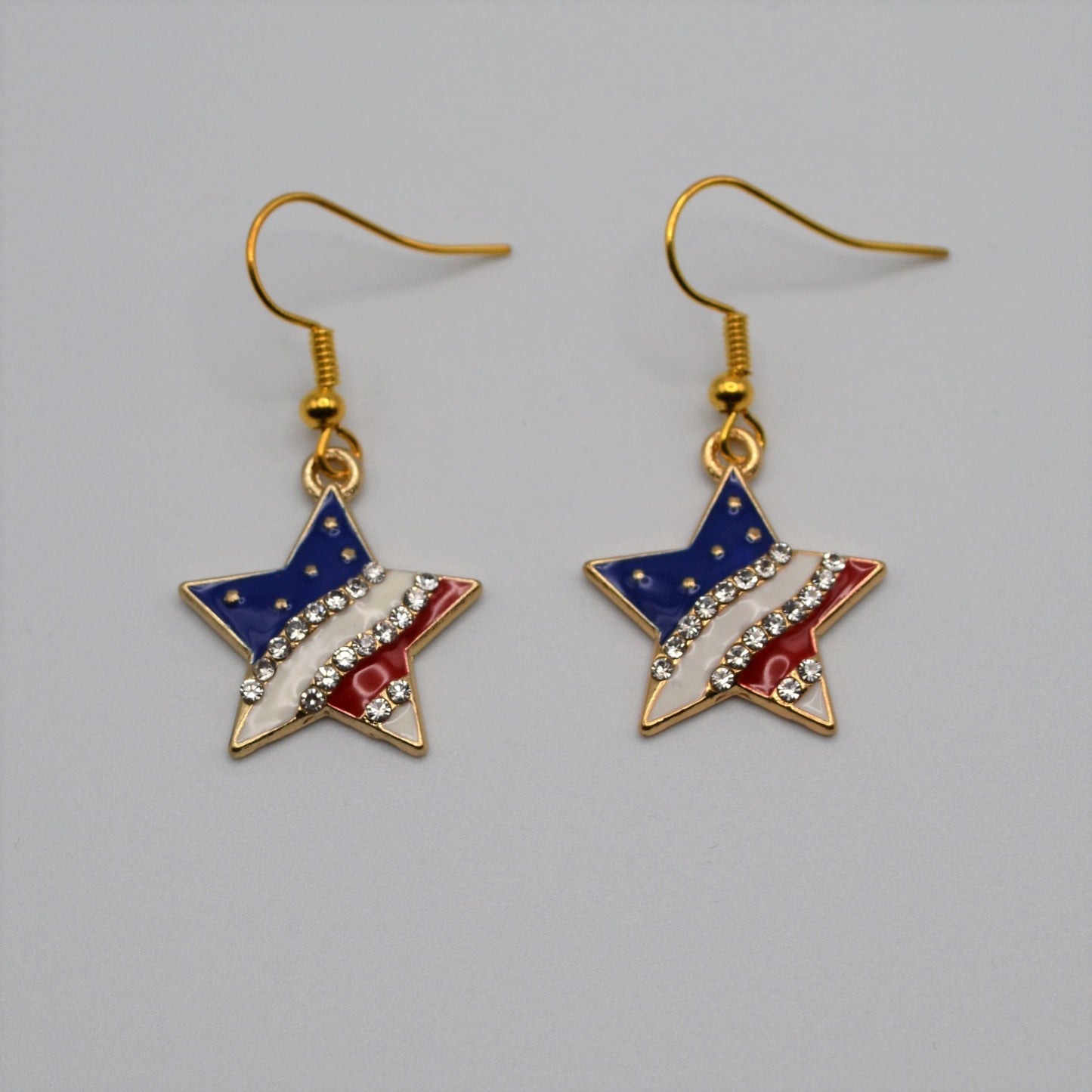 Enamel Star Flag Earrings and Necklace Set