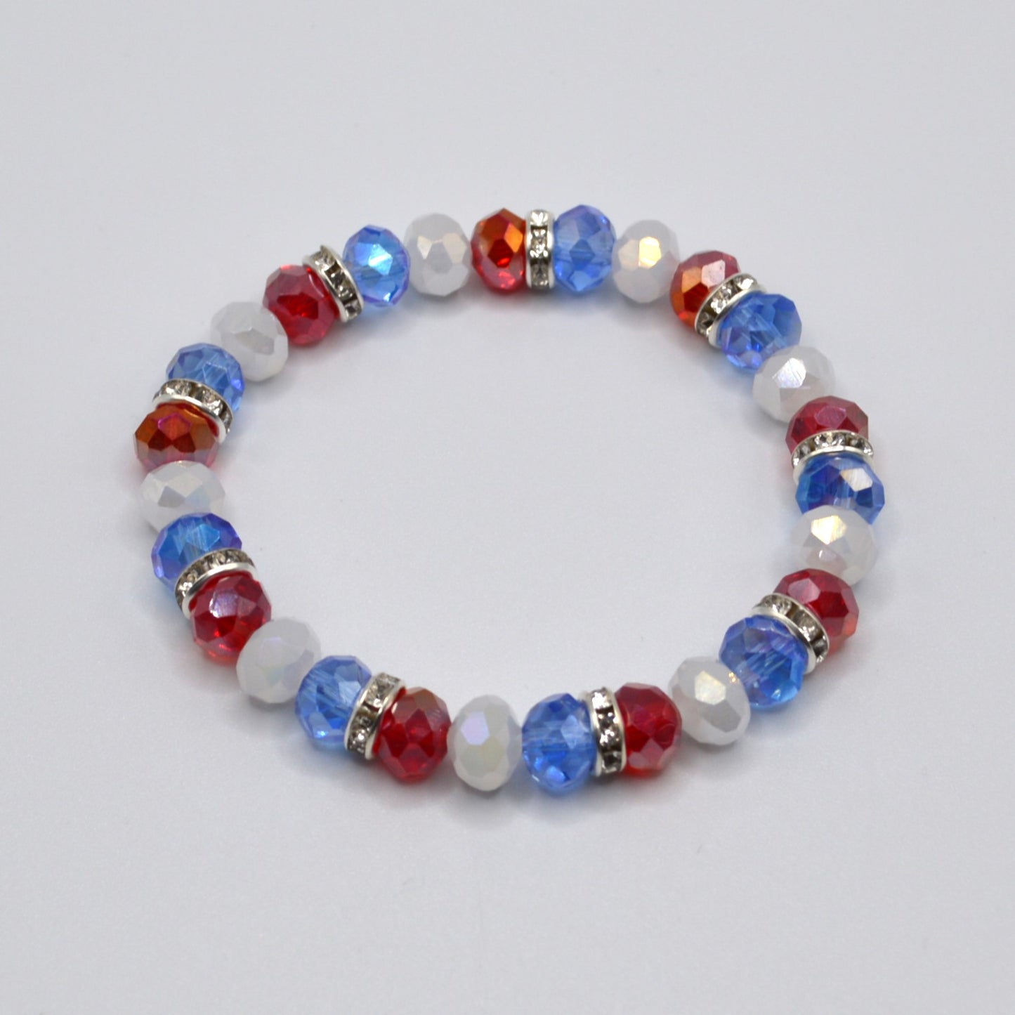 Red, White, and Blue Crystal Stretch Bracelet