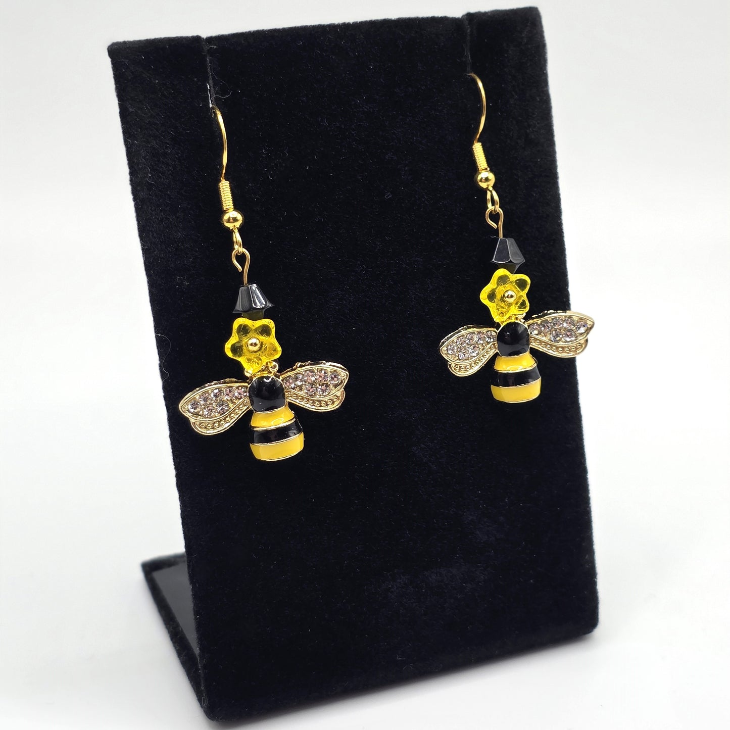 Bumble Bee on a Flower Earrings
