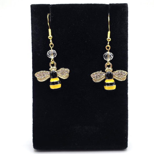 Bumble Bee and Crystal Earrings