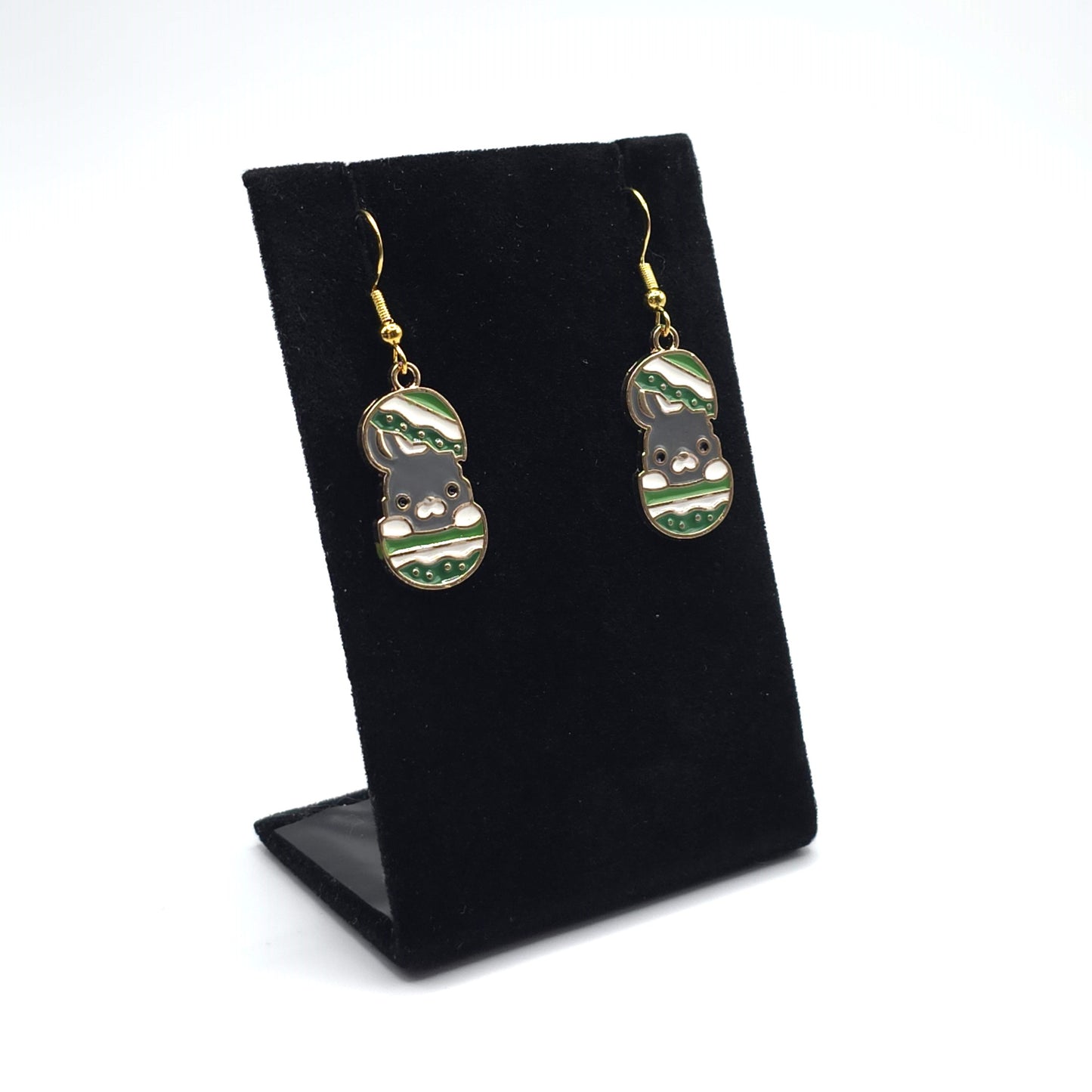 Gray Bunny in an Easter Egg Earrings