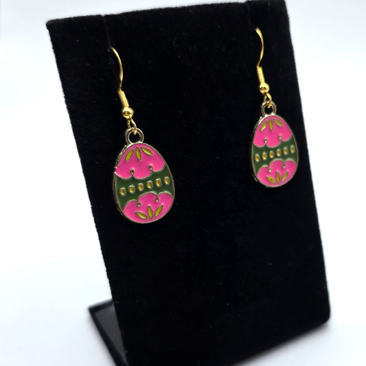 Hoppy Easter Pink and Green Egg Earrings
