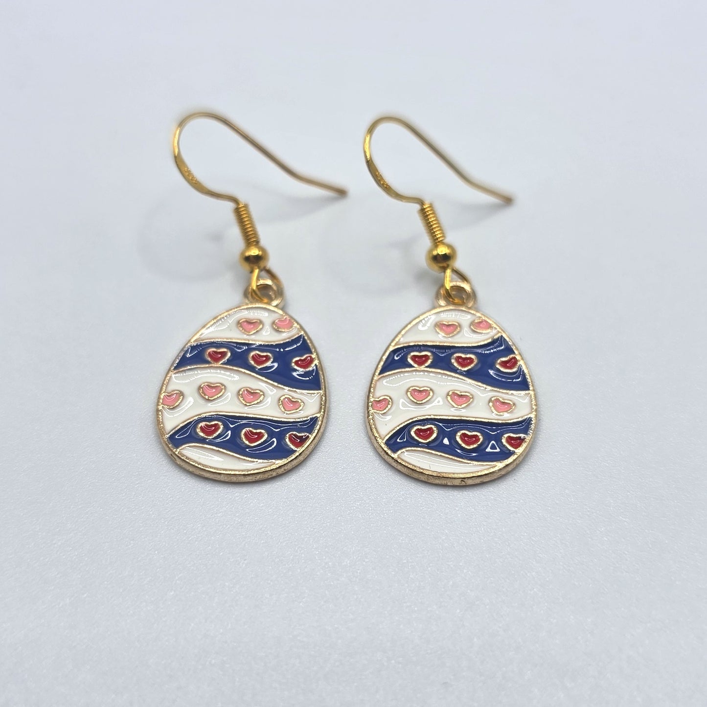 Hoppy Easter Hearts and Stripes Egg Earrings