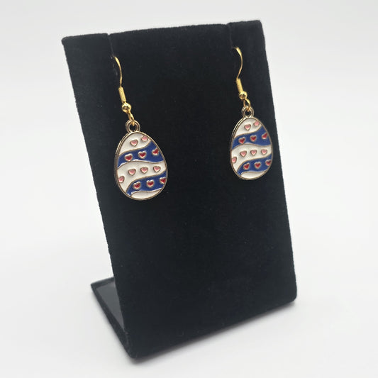 Hoppy Easter Hearts and Stripes Egg Earrings