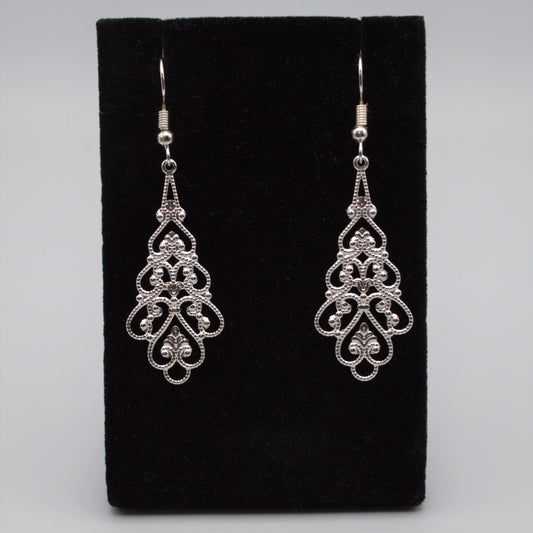 Silver Filigree Teardrop Earrings