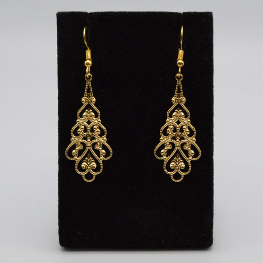 Gold Filigree Teardrop Earrings