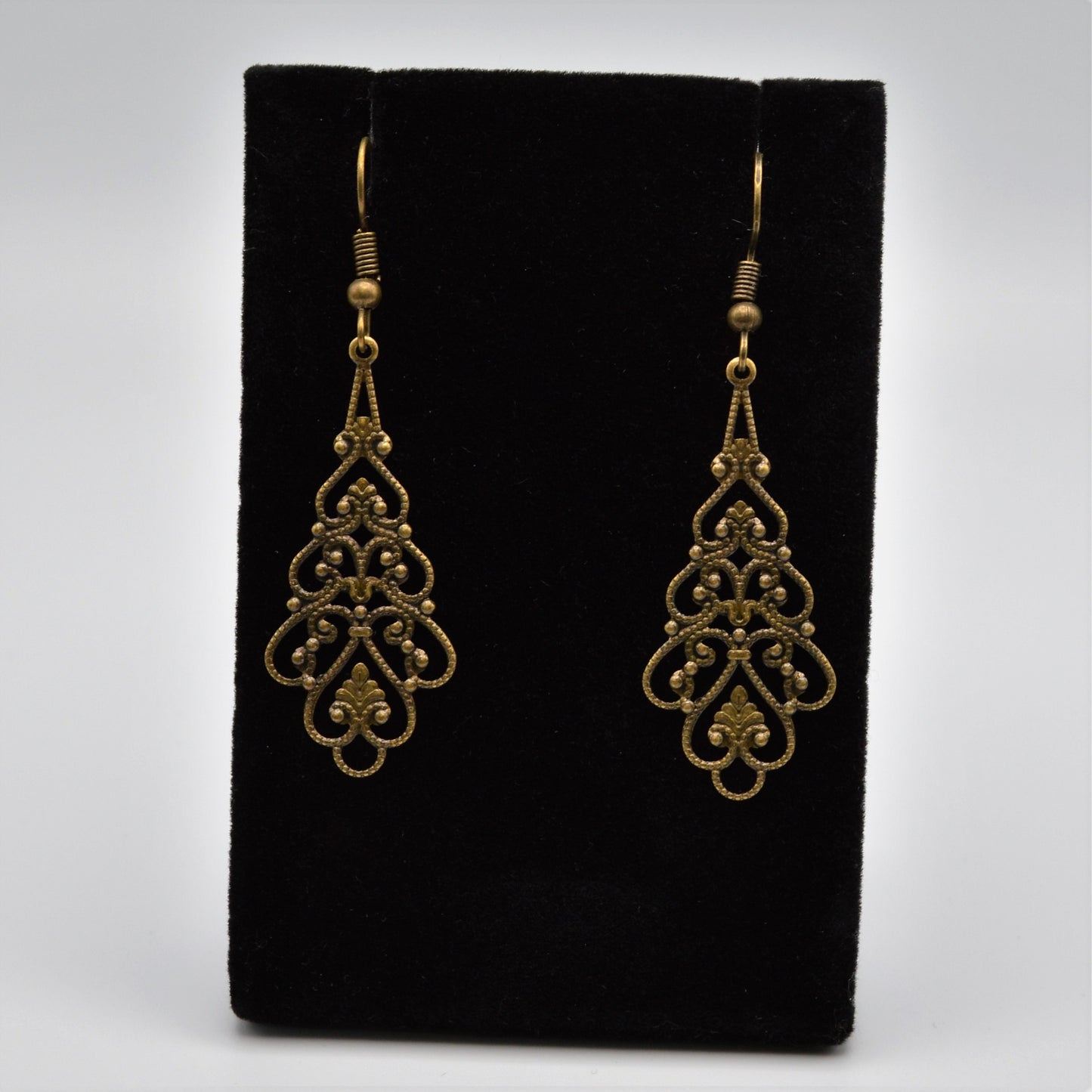 Antique Gold Filigree Teardrop Earrings