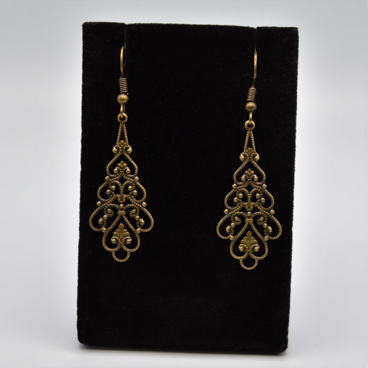 Antique Gold Filigree Teardrop Earrings