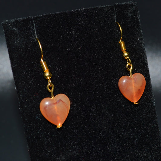 Honey and Red Marbled Acrylic Heart Earrings