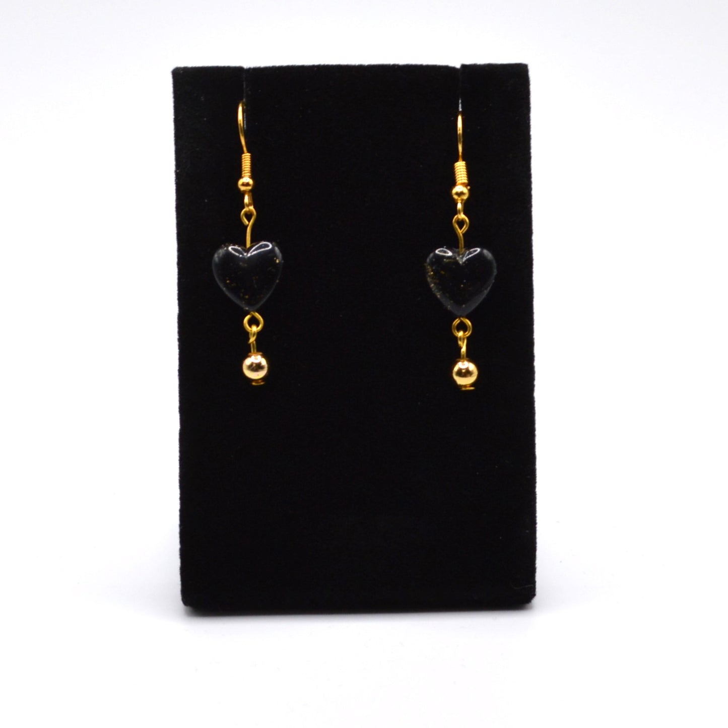 Black and Gold Acrylic Heart Earrings