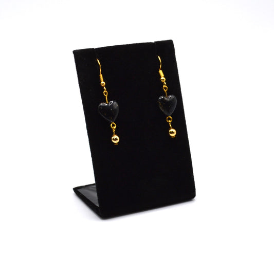 Black and Gold Acrylic Heart Earrings