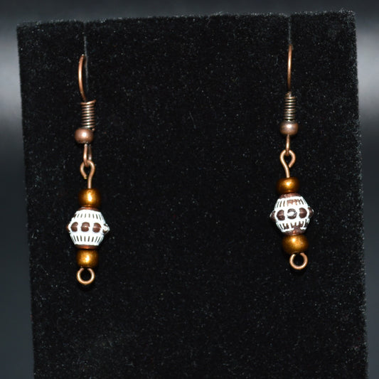 Bronze and White Bicone Earrings