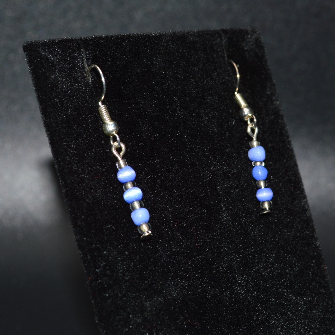Blue Cat's Eye Glass Earrings