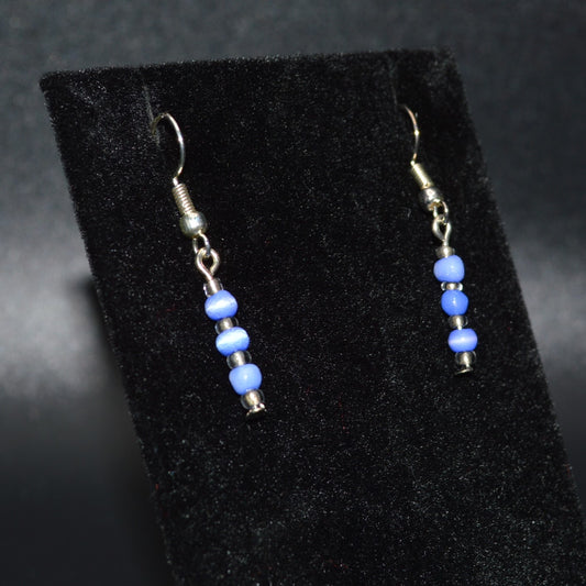 Blue Cat's Eye Glass Earrings